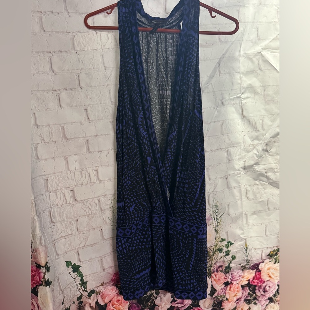 BCBGMaxAzria Blue and Black Geometric Dress